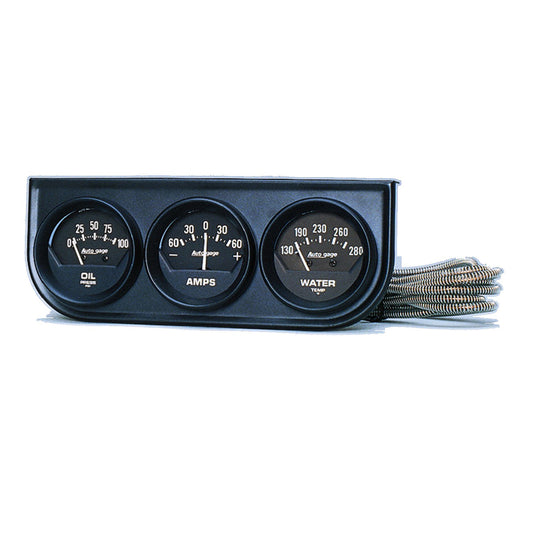 GAUGE CONSOLE OILP/WTMP/AMP 2-1/16 In.  100 PSI/280 Fahrenheit/60A BLK DIAL BLK BZL AG