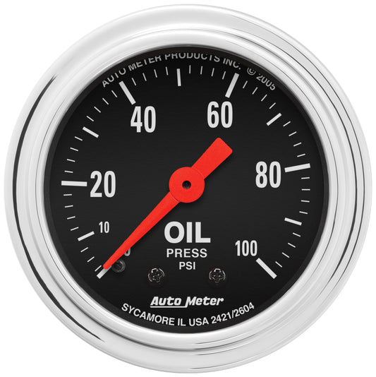 2-1/16 In. OIL PRESSURE 0-100 PSI TRADITIONAL CHROME
