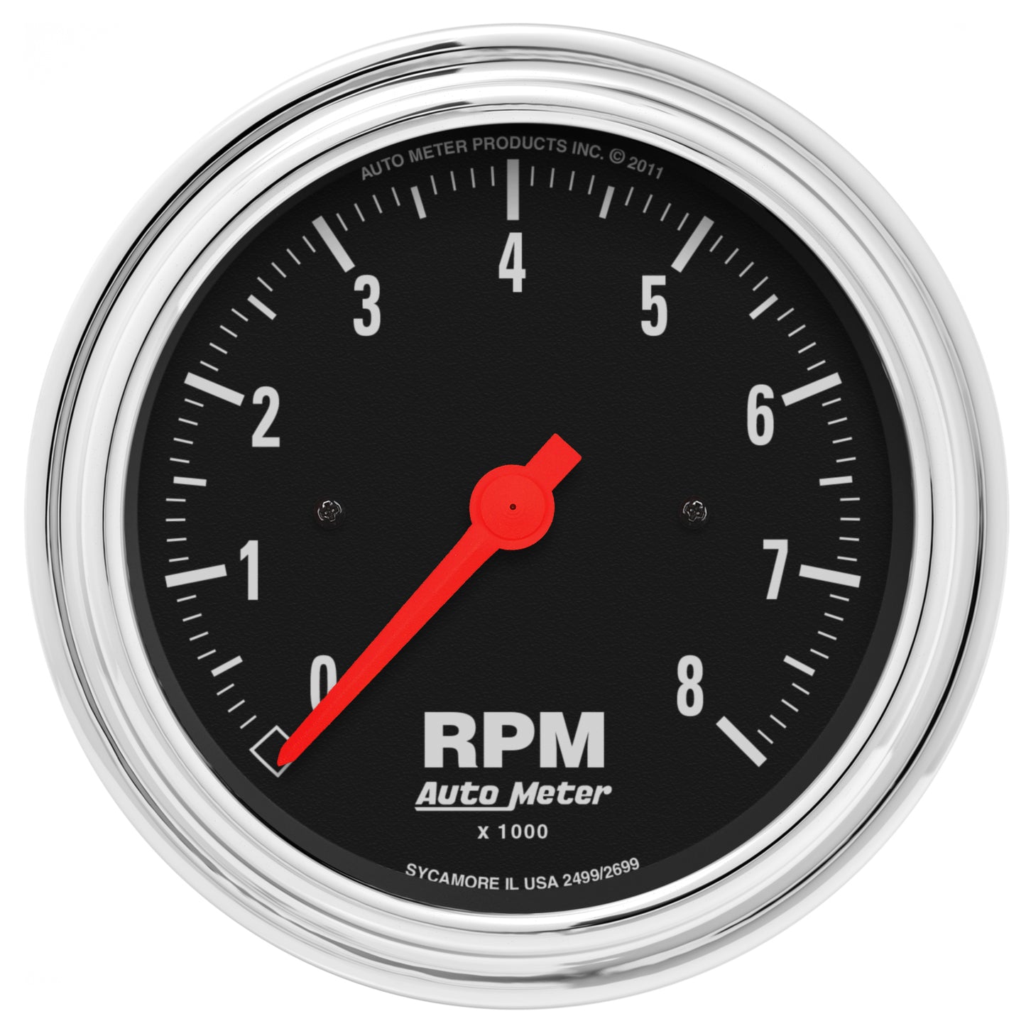 3-3/8 In. IN-DASH TACHOMETER 0-8000 RPM TRADITIONAL CHROME