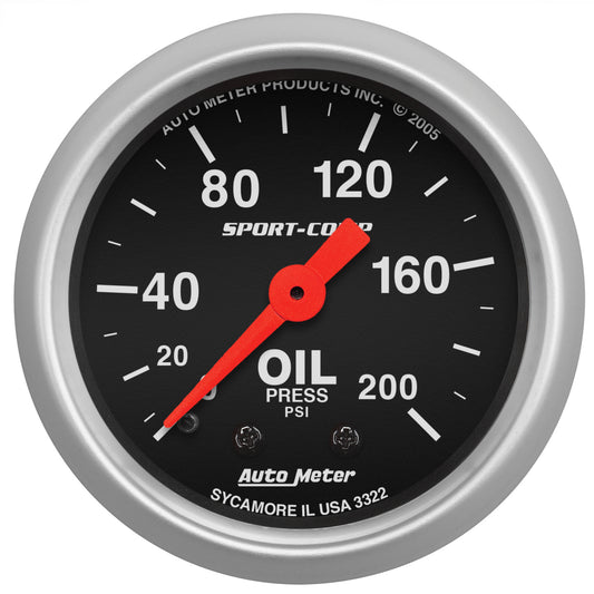 2-1/16 In. OIL PRESSURE 0-200 PSI SPORT-COMP