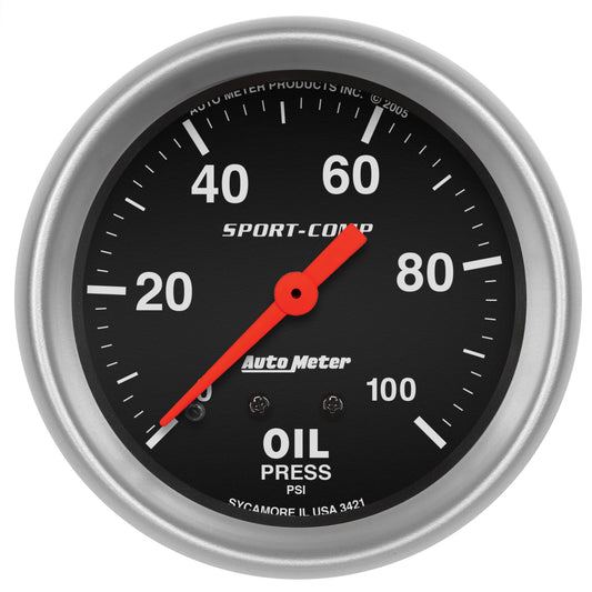 2-5/8 In. OIL PRESSURE 0-100 PSI SPORT-COMP