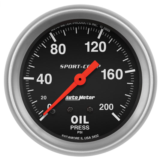 2-5/8 In. OIL PRESSURE 0-200 PSI SPORT-COMP