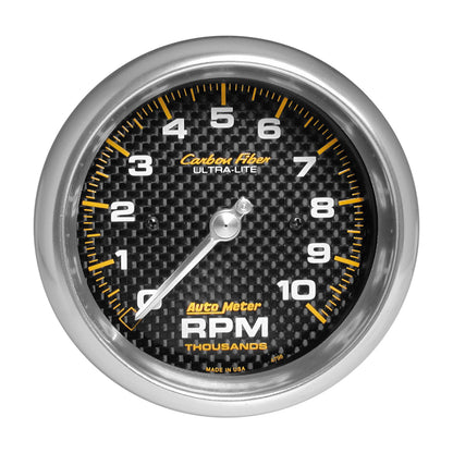 3-3/8 In. IN-DASH TACHOMETER 0-10000 RPM CARBON FIBER