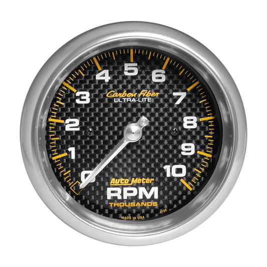3-3/8 In. IN-DASH TACHOMETER 0-10000 RPM CARBON FIBER