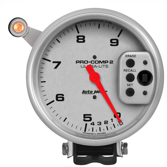 5 In. TACHOMETER 0-9000 RPM PEDESTAL W/ QUICK LITE DUAL RANGE W/PEAK MEMORY ULTRA-LITE