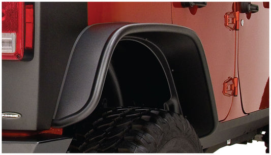 Bushwacker 10050-07 Black Jeep Flat Style Textured Finish Rear Fender Flares For 2007-2018 Jeep Wrangler JK Unlimited 4-Door