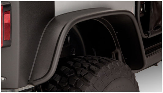 Bushwacker 10052-07 Black Jeep Flat Style Textured Finish Rear Fender Flares For 2007-2018 Jeep Wrangler JK 2-Door