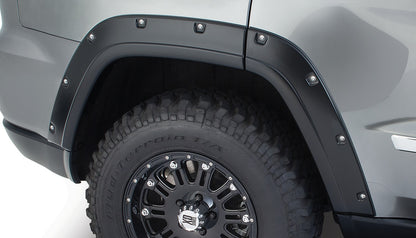 Bushwacker 10076-02 Black Pocket/Rivet Style Smooth Finish Rear Fender Flares For 2011-2016 Jeep Grand Cherokee (Excludes SRT8)