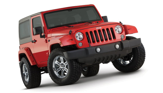 Bushwacker 10077-02 Black Pocket/Rivet Style Smooth Finish Front Fender Flares For 2007-2018 Jeep Wrangler JK
