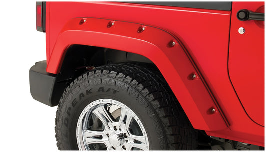 Bushwacker 10078-02 Black Pocket/Rivet Style Smooth Finish Rear Fender Flares For 2007-2018 Jeep Wrangler JK 2-Door