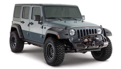 Bushwacker 10080-02 Black Pocket/Rivet Style Smooth Finish Rear Fender Flares For 2007-2018 Jeep Wrangler JK Unlimited 4-Door