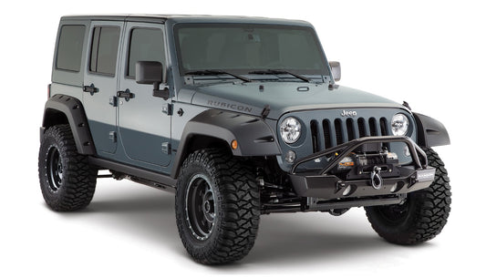 Bushwacker 10080-02 Black Pocket/Rivet Style Smooth Finish Rear Fender Flares For 2007-2018 Jeep Wrangler JK Unlimited 4-Door