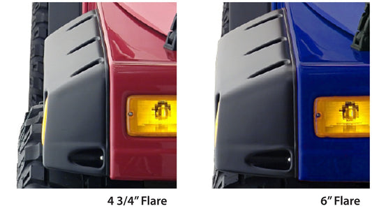 Bushwacker 10917-07 Black Pocket/Rivet Style Textured Finish 4-Piece Fender Flare Set For 1997-2006 Jeep Wrangler TJ