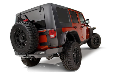 Bushwacker 10918-07 Black Jeep Flat Style Textured Finish 4-Piece Fender Flare Set For 2007-2018 Jeep Wrangler JK Unlimited 4-Door