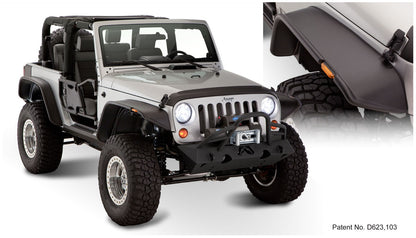 Bushwacker 10919-07 Black Jeep Flat Style Textured Finish 4-Piece Fender Flare Set For 2007-2018 Jeep Wrangler JK 2-Door