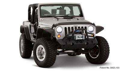 Bushwacker 10919-07 Black Jeep Flat Style Textured Finish 4-Piece Fender Flare Set For 2007-2018 Jeep Wrangler JK 2-Door
