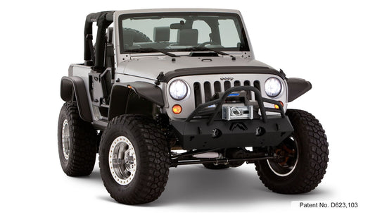 Bushwacker 10919-07 Black Jeep Flat Style Textured Finish 4-Piece Fender Flare Set For 2007-2018 Jeep Wrangler JK 2-Door