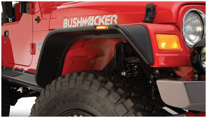 Bushwacker 10920-07 Black Jeep Flat Style Textured Finish 4-Piece Fender Flare Set For 1997-2006 Jeep Wrangler TJ