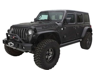 Bushwacker 10923-07 Black Jeep Flat Style Textured Finish 4-Piece Fender Flare Set For 2018-2023 Jeep Wrangler JL (All Models)