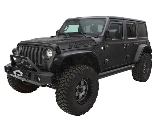 Bushwacker 10923-07 Black Jeep Flat Style Textured Finish 4-Piece Fender Flare Set For 2018-2023 Jeep Wrangler JL (All Models)