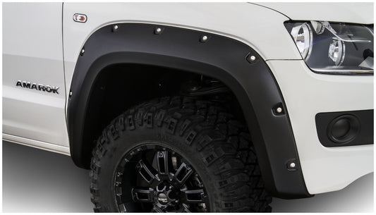 Bushwacker 171001-02 Black Pocket/Rivet Style Smooth Finish Front Fender Flares For 2011-2022 Volkswagen Amarok