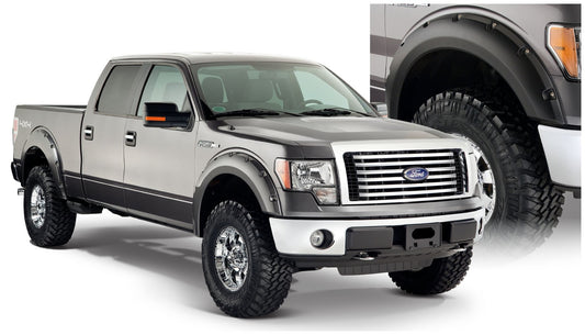 Bushwacker 20929-02 Black Pocket/Rivet Style Smooth Finish 4-Piece Fender Flare Set For 2009-2014 Ford F-150 (Excludes Raptor)
