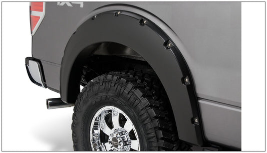 Bushwacker 20929-02 Black Pocket/Rivet Style Smooth Finish 4-Piece Fender Flare Set For 2009-2014 Ford F-150 (Excludes Raptor)