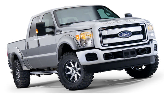 Bushwacker 20931-02 Black Pocket/Rivet Style Smooth Finish 4-Piece Fender Flare Set For 2011-2016 Ford F-250/F-350 Super Duty