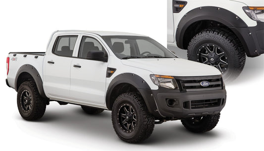 Bushwacker 20934-02 Black Pocket/Rivet Style Smooth Finish 4-Piece Fender Flare Set For 2011-2018 Ford Ranger
