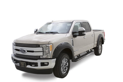 Bushwacker 20942-02 Black Pocket/Rivet Style Smooth Finish 4-Piece Fender Flare Set For 2017-2022 Ford F-250/F-350 Super Duty W/81.8 In. Bed