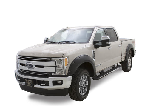 Bushwacker 20942-02 Black Pocket/Rivet Style Smooth Finish 4-Piece Fender Flare Set For 2017-2022 Ford F-250/F-350 Super Duty W/81.8 In. Bed