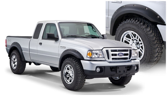 Bushwacker 21915-02 Black Pocket/Rivet Style Smooth Finish 4-Piece Fender Flare Set For 1993-2011 Ford Ranger (Excludes FX4)