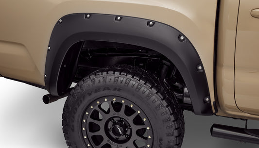 Bushwacker 30053-02 Black Pocket/Rivet Style Smooth Finish Front Fender Flares For 22-23 Toyota Tundra