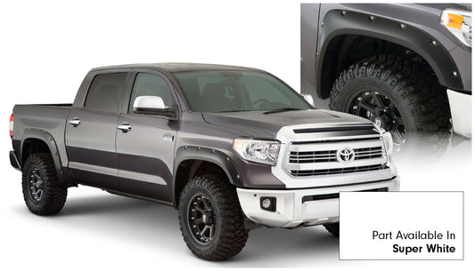 Bushwacker 30918-13 Pocket/Rivet Style Color Matched Super White 4-Piece Fender Flare Set For 2017-2021 Toyota Tundra Must Remove Mudflaps