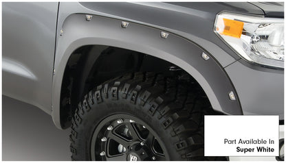 Bushwacker 30918-13 Pocket/Rivet Style Color Matched Super White 4-Piece Fender Flare Set For 2017-2021 Toyota Tundra Must Remove Mudflaps