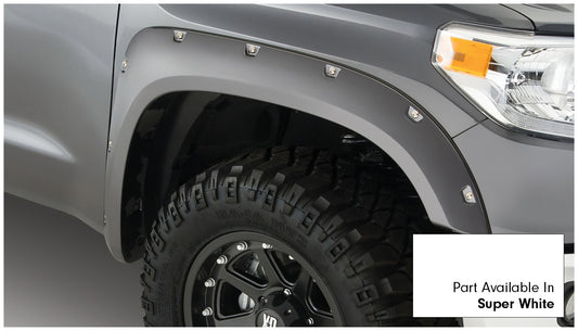 Bushwacker 30918-13 Pocket/Rivet Style Color Matched Super White 4-Piece Fender Flare Set For 2017-2021 Toyota Tundra Must Remove Mudflaps