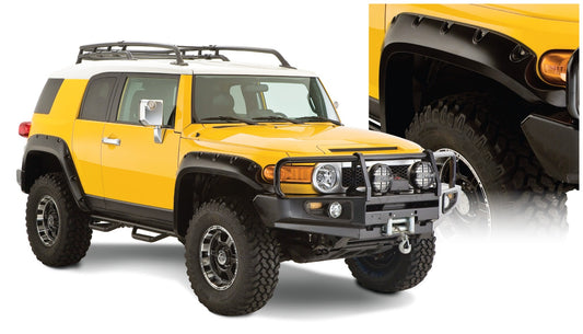 Bushwacker 31922-02 Black Pocket/Rivet Style Smooth Finish 4-Piece Fender Flare Set For 2007-2014 Toyota FJ Cruiser