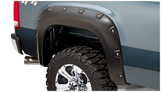 Bushwacker 40943-02 Black Boss Pocket/Rivet Style Smooth Finish 4-Piece Fender Flare Set For 2007-2010 GMC Sierra 2500 HD/3500 HD (Excludes Dually)