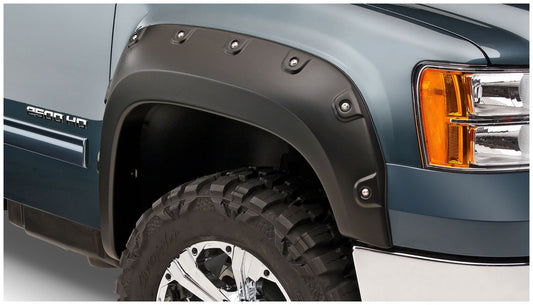 Bushwacker 40953-02 Black Boss Pocket/Rivet Style Smooth Finish 4-Piece Fender Flare Set For 2011-2014 GMC Sierra 2500 HD/3500 HD (Excludes Dually)