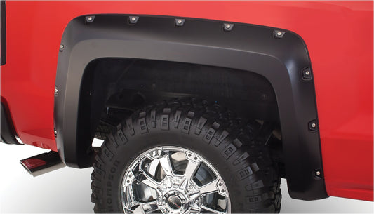 Bushwacker 40948-02 Black Pocket/Rivet Style Smooth Finish 4-Piece Fender Flare Set For 2003-2006 Chevrolet Avalanche W/o Body Cladding
