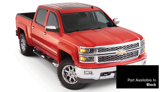 Bushwacker 40959-34 Pocket/Rivet Style Color Matched Black 4-Piece Fender Flare Set For 2016-2018 Silverado 1500; Fits 69.3 In. Bed
