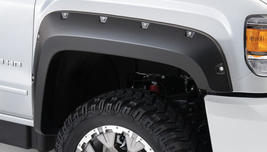 Bushwacker 40967-02 Black Pocket/Rivet Style Smooth Finish 4-Piece Fender Flare Set For 2015-2019 GMC Sierra 2500 HD/3500 HD