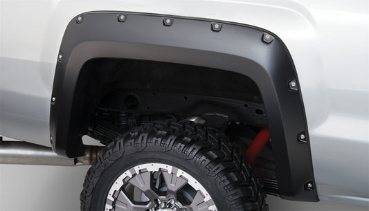 Bushwacker 40967-02 Black Pocket/Rivet Style Smooth Finish 4-Piece Fender Flare Set For 2015-2019 GMC Sierra 2500 HD/3500 HD