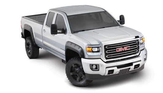 Bushwacker 40968-02 Black Boss Pocket/Rivet Style Smooth Finish 4-Piece Fender Flare Set For 2015-2019 GMC Sierra 2500 HD/3500 HD