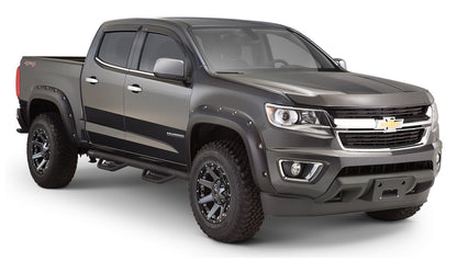 Bushwacker 40969-02 Black Pocket/Rivet Style Smooth Finish 4-Piece Fender Flare Set For 2015-2020 Chevrolet Colorado W/61.7 In. Bed