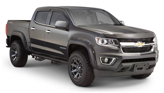 Bushwacker 40969-02 Black Pocket/Rivet Style Smooth Finish 4-Piece Fender Flare Set For 2015-2020 Chevrolet Colorado W/61.7 In. Bed