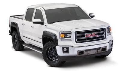 Bushwacker 40974-02 Black Pocket/Rivet Style Smooth Finish 4-Piece Fender Flare Set For 2016-2018 GMC Sierra 1500 (Incl Limited); Fits 69.3 In. Bed