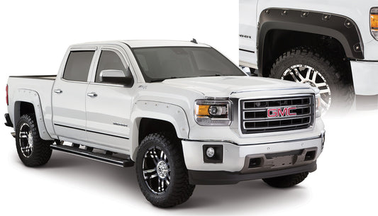 Bushwacker 40976-02 Black Boss Pocket/Rivet Style Smooth Finish 4-Piece Fender Flare Set For 2016-2018 GMC Sierra 1500; Fits 69.3 In. Bed