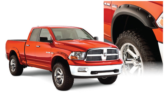 Bushwacker 50915-02 Black Pocket/Rivet Style Smooth Finish 4-Piece Fender Flare Set For 2009-2018 Dodge Ram 1500 (Excludes R/T/Rebel); 2019-2022 Ram 1500 Classic (Excludes Rebel Models)