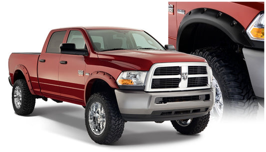 Bushwacker 50919-02 Black Pocket/Rivet Style Smooth Finish 4-Piece Fender Flare Set For 2010-2018 Dodge Ram 2500 3500